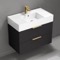 Floating Black Bathroom Vanity, Modern, 32